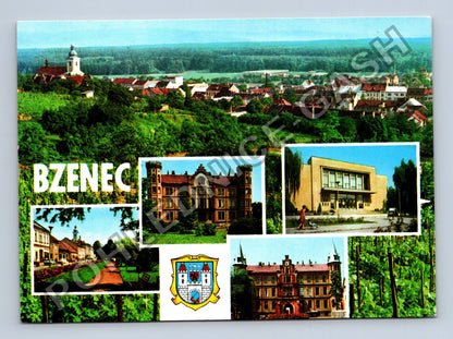 Pohlednice Bzenec zámek náměstí kostel (M38805)
