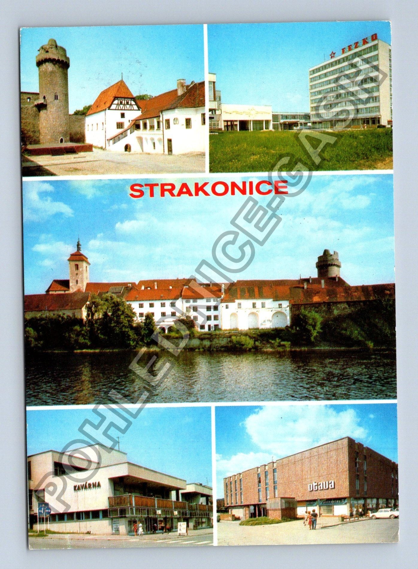 Pohlednice Strakonice hrad Fezko Otava Kávárna (M38806)