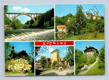 Pohlednice Bechyně most zámek lázeňský dům Šárka (M38815)