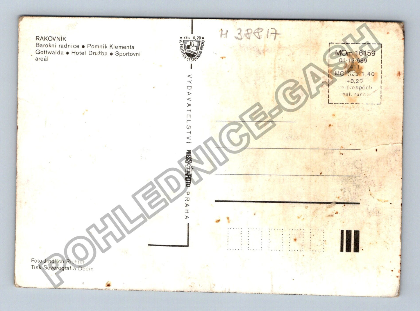 Pohlednice Rakovník barokní radnice pomník Klementa Gottwalda (M38817)