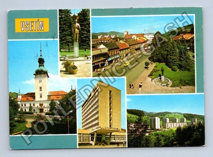 Pohlednice Vsetín koláž náměstí hotel sídliště (M38819)
