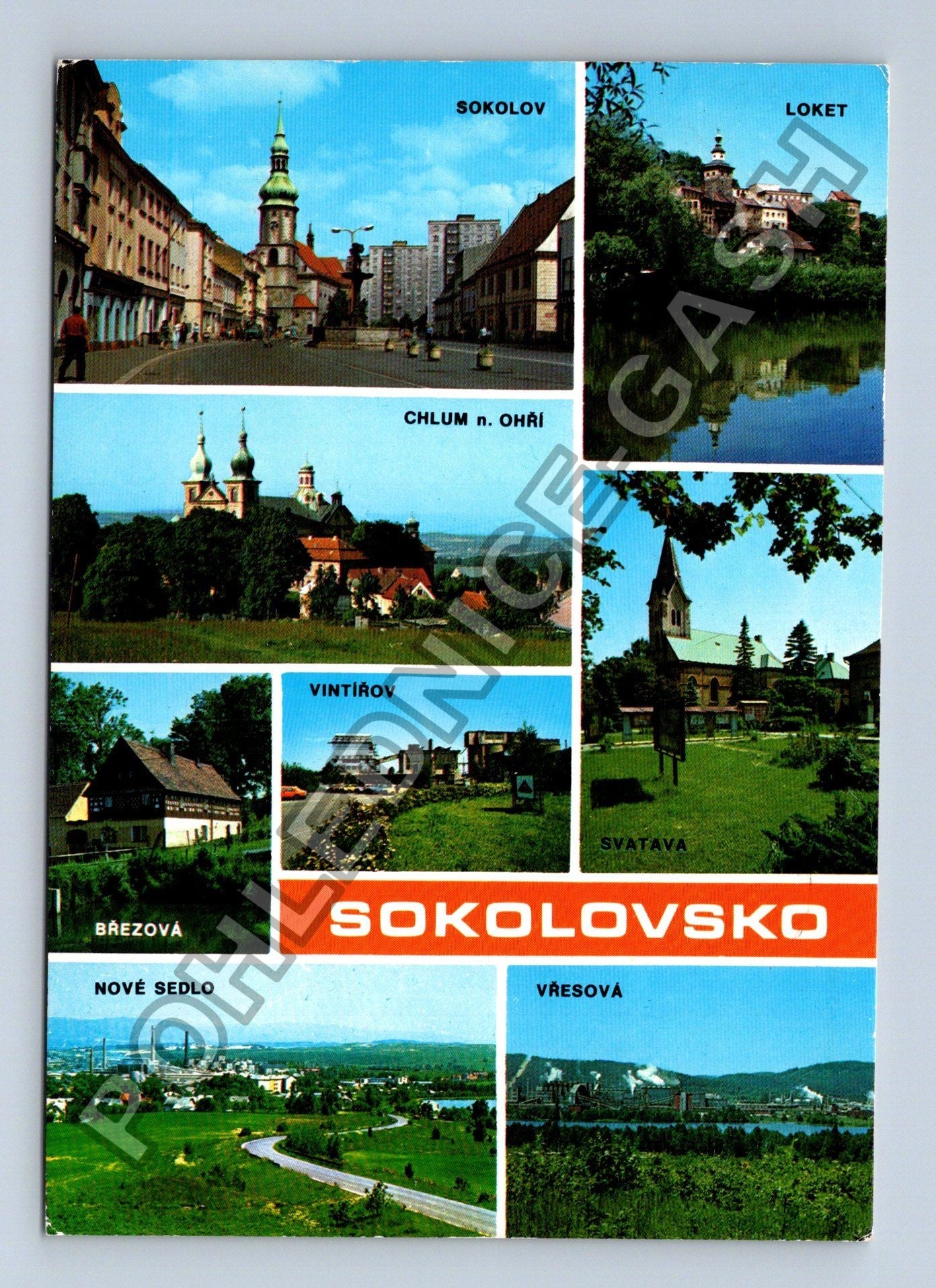 Pohlednice Sokolovsko koláž Sokolov Loket Chlum n Ohří (M38824)