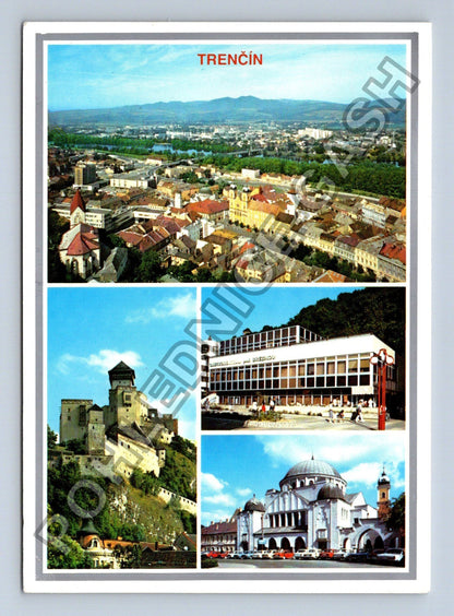 Pohlednice Trenčín pohled na město hrad synagoga (M38831)