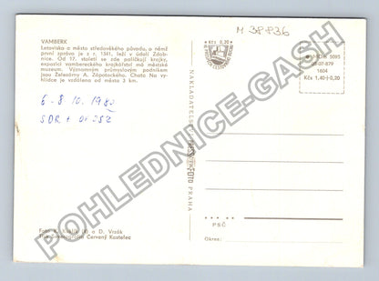 Pohlednice Vamberk město krajky koláž motivů 1980 (M38836)