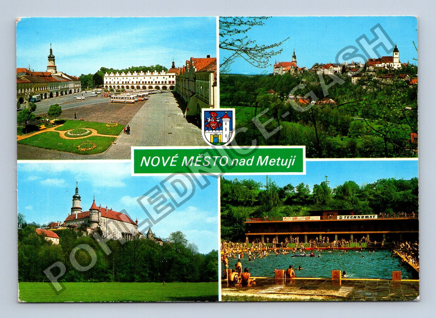 Pohlednice Nové Město nad Metují náměstí zámek koupaliště (M38840)