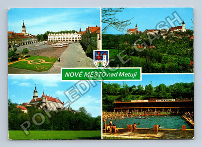 Pohlednice Nové Město nad Metují náměstí zámek koupaliště (M38840)