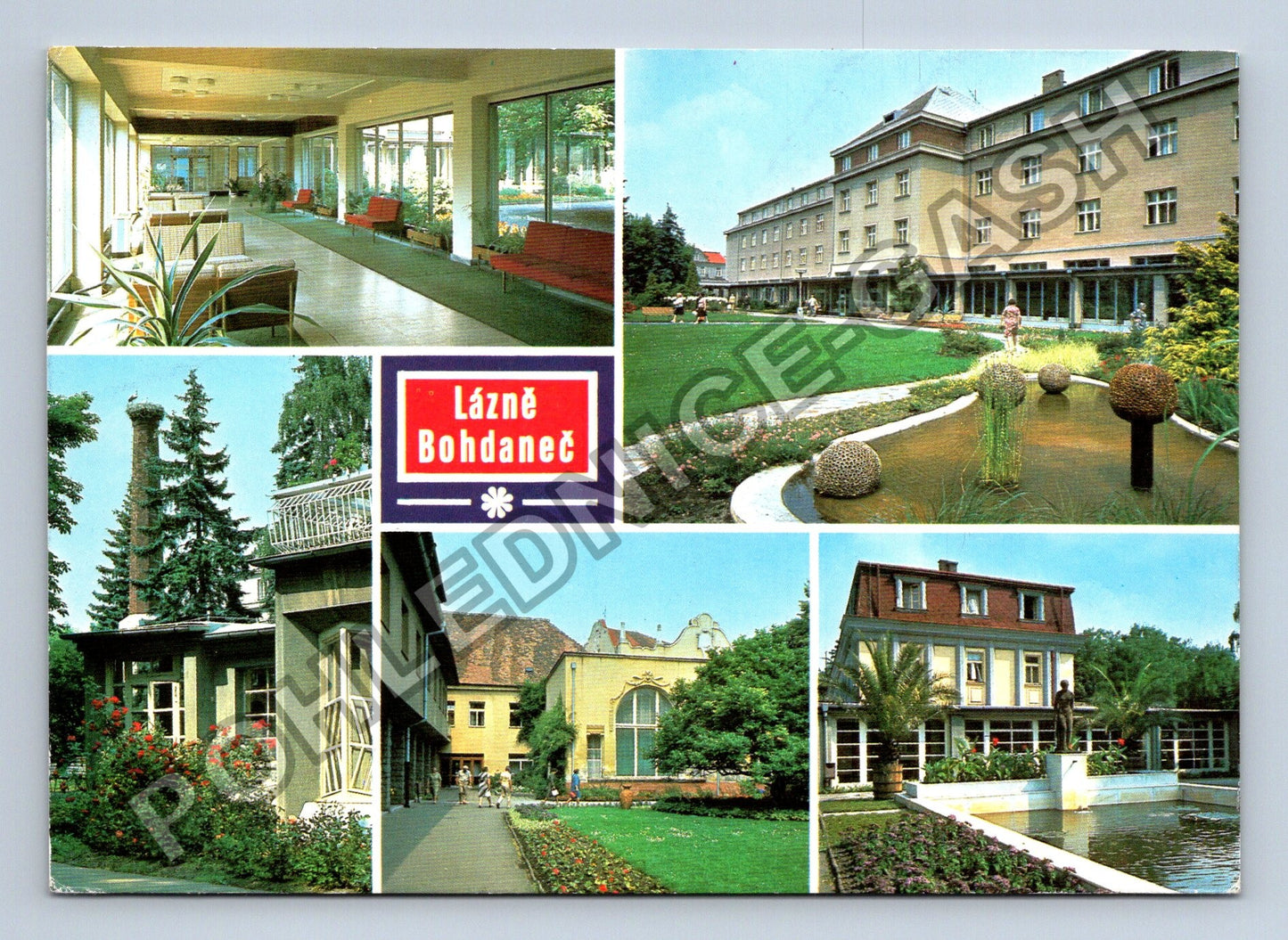 Pohlednice Lázně Bohdaneč koláž motivů 1991 (M38845)