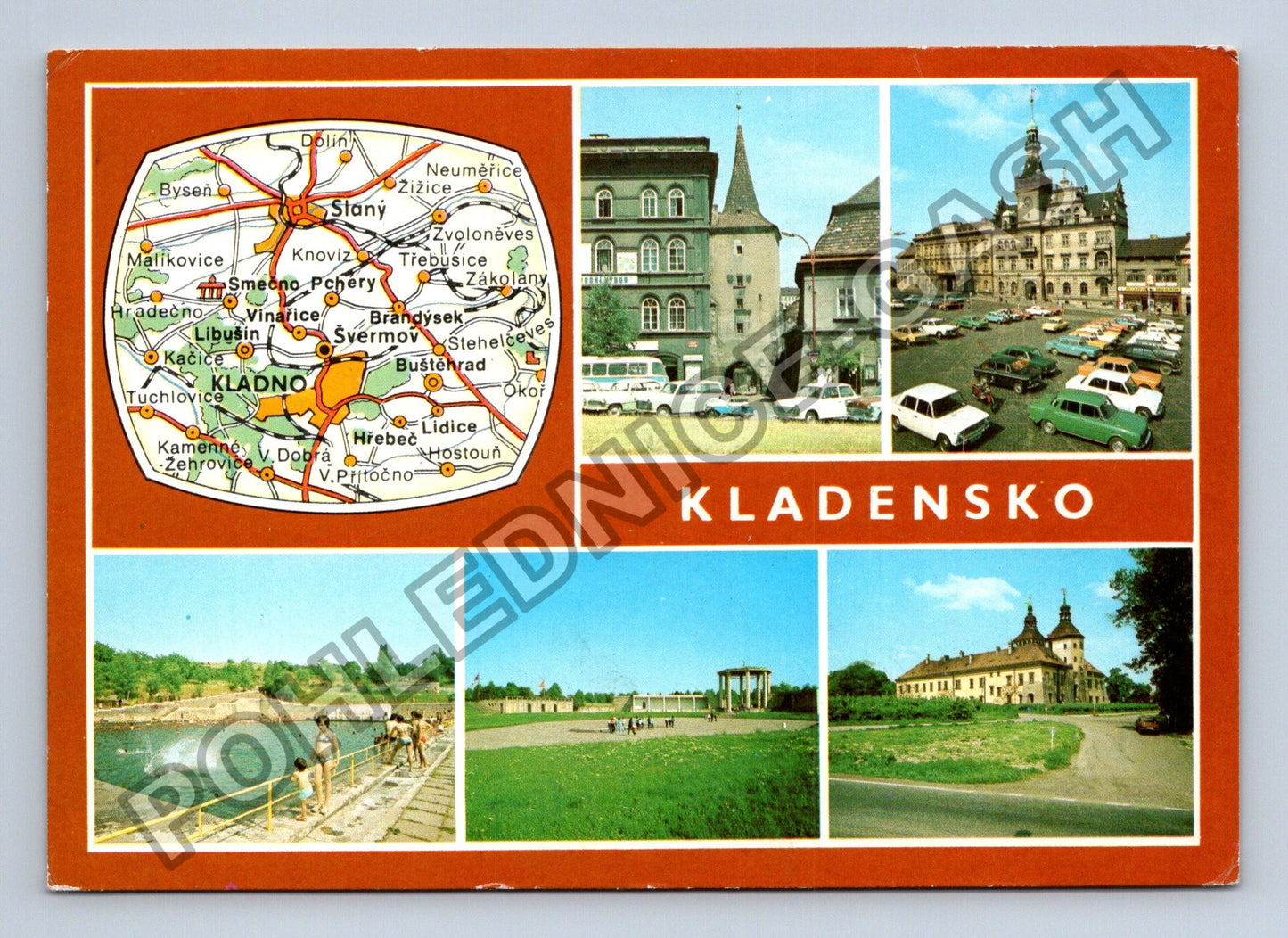 Pohlednice Kladensko mapa Kladno Slaný Libušín (M38846)