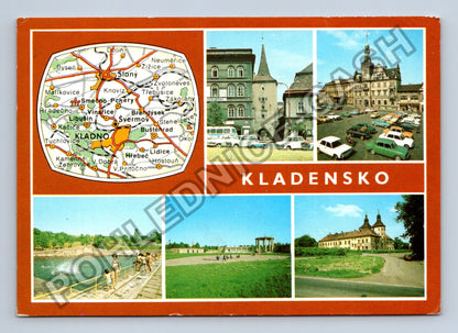 Pohlednice Kladensko mapa Kladno Slaný Libušín (M38846)