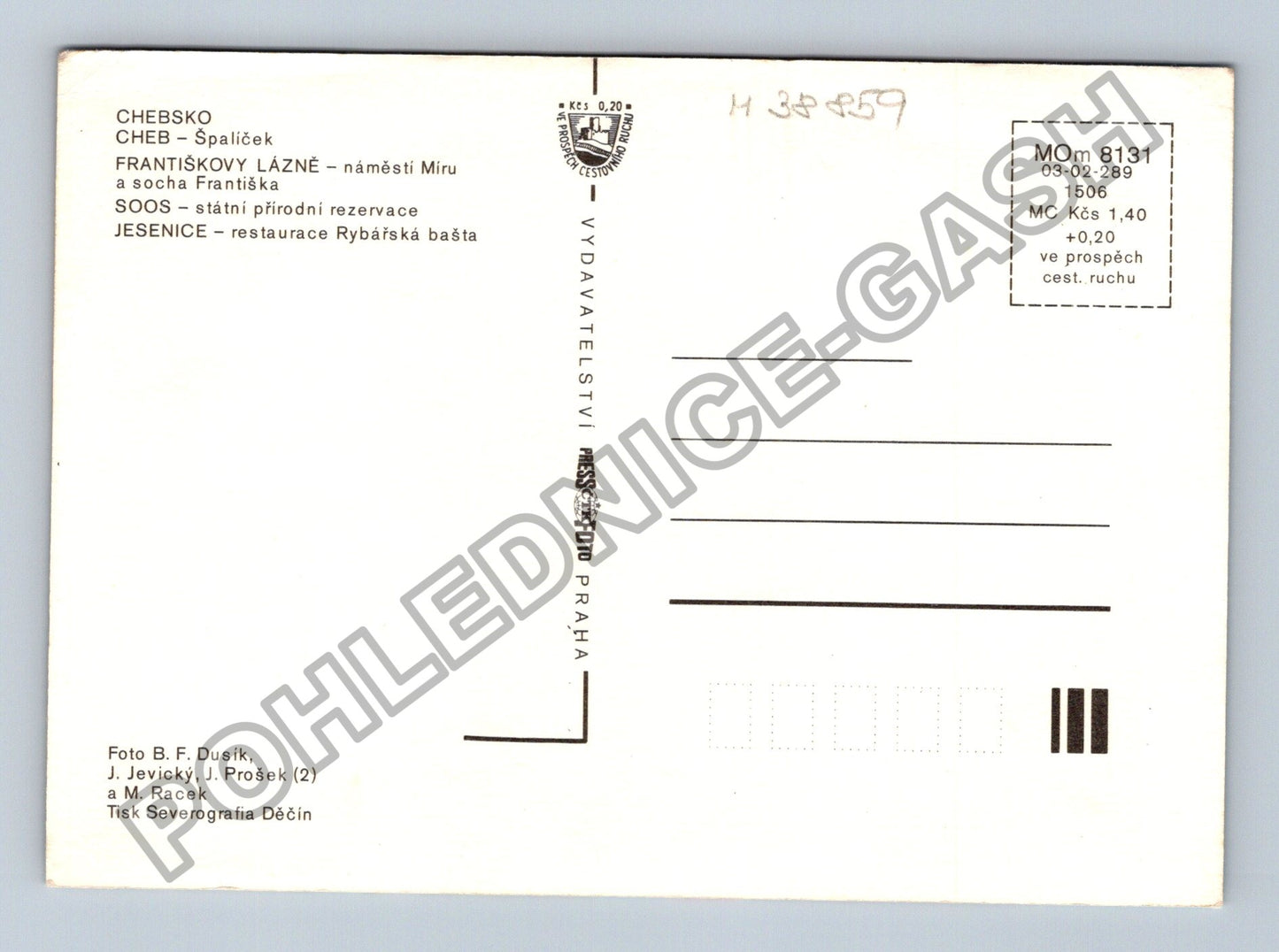 Pohlednice Chebsko Špalíček Františkovy Lázně Soos Jesenice (M38859)