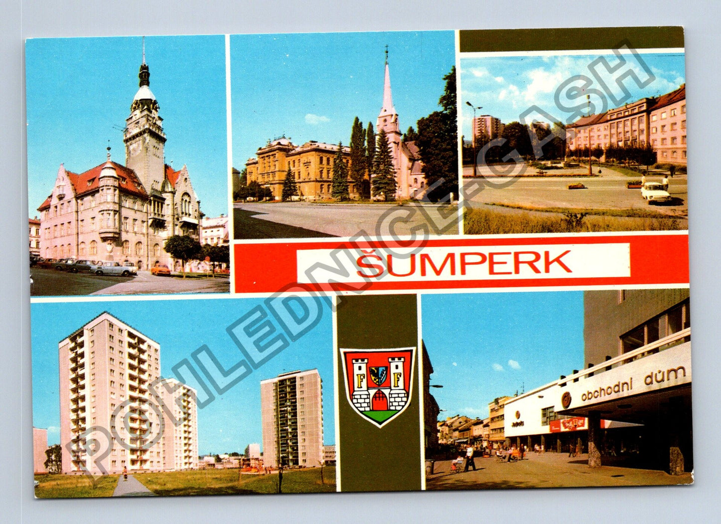Pohlednice Šumperk Radnice Střední ekonomická škola (M38861)