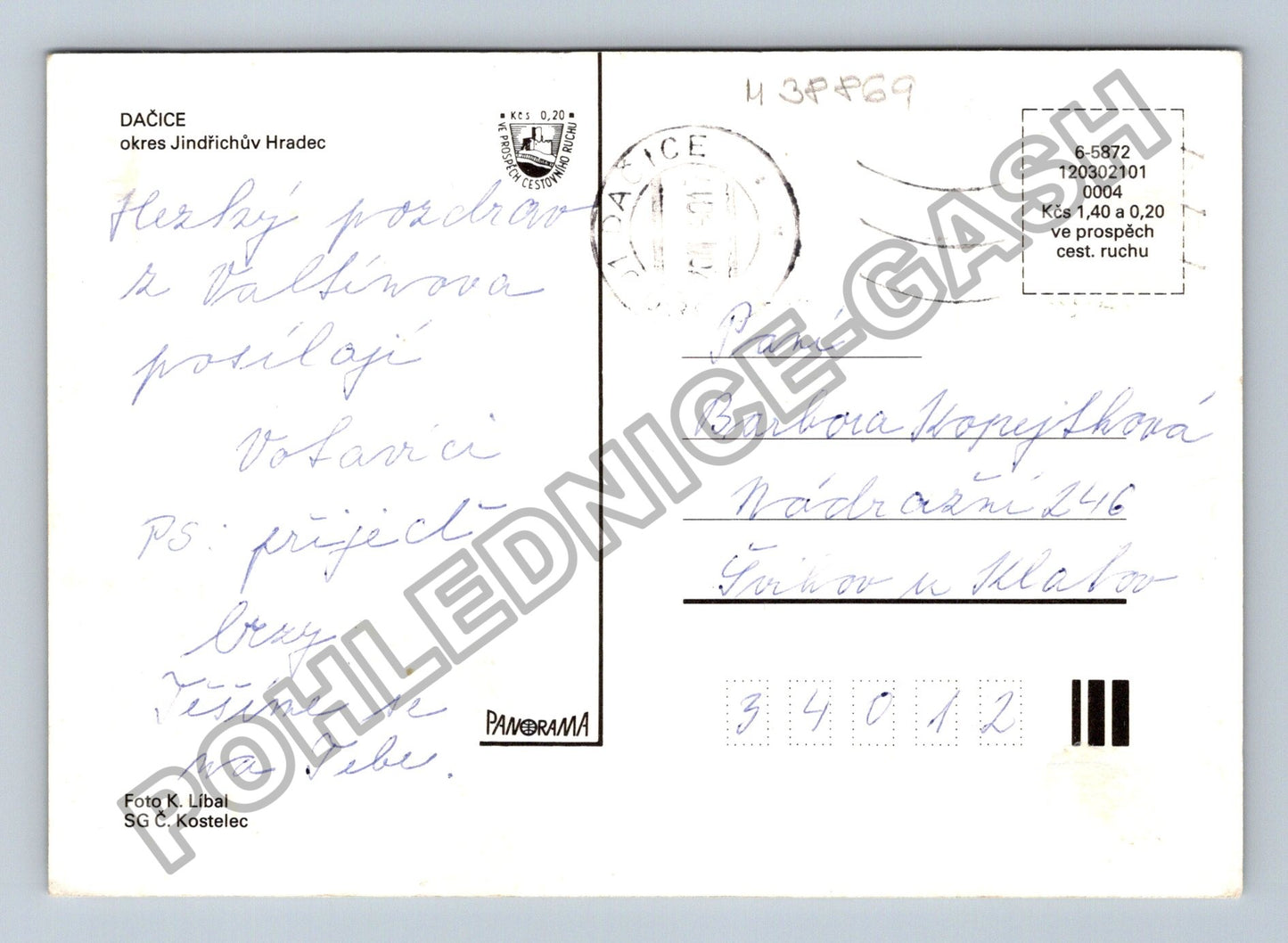 Pohlednice Dačice zámek náměstí ulice (M38869)