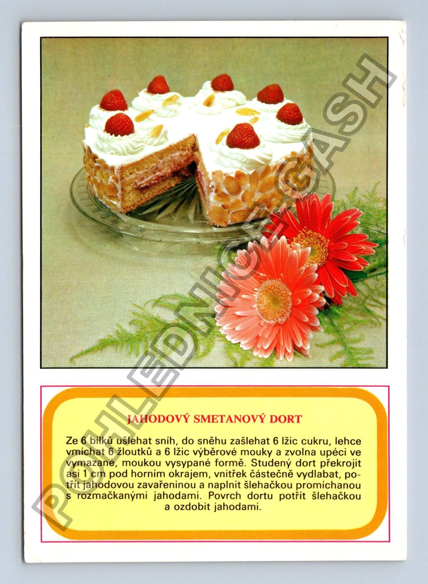Pohlednice Jahodový smetanový dort recept 2002 (M38874)