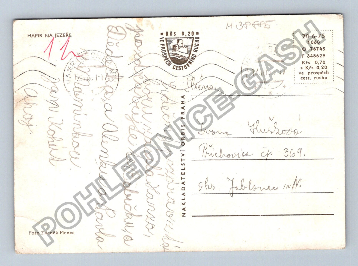 Pohlednice Hamr na Jezeře jezero a okolí 1975 (M38885)