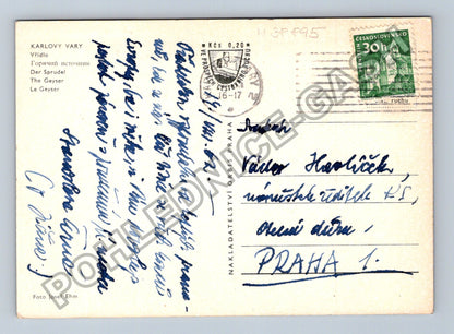 Pohlednice Karlovy Vary Vřídlo Gejzír 1952 (M38895)