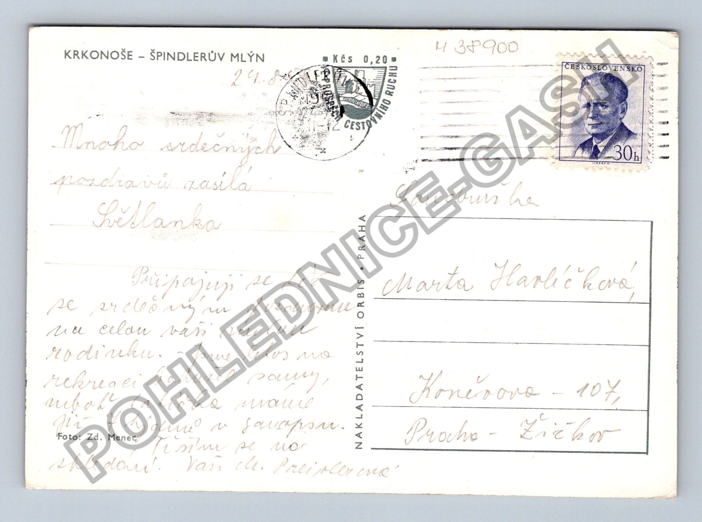Pohlednice Krkonoše Špindlerův Mlýn 1980 (M38900)