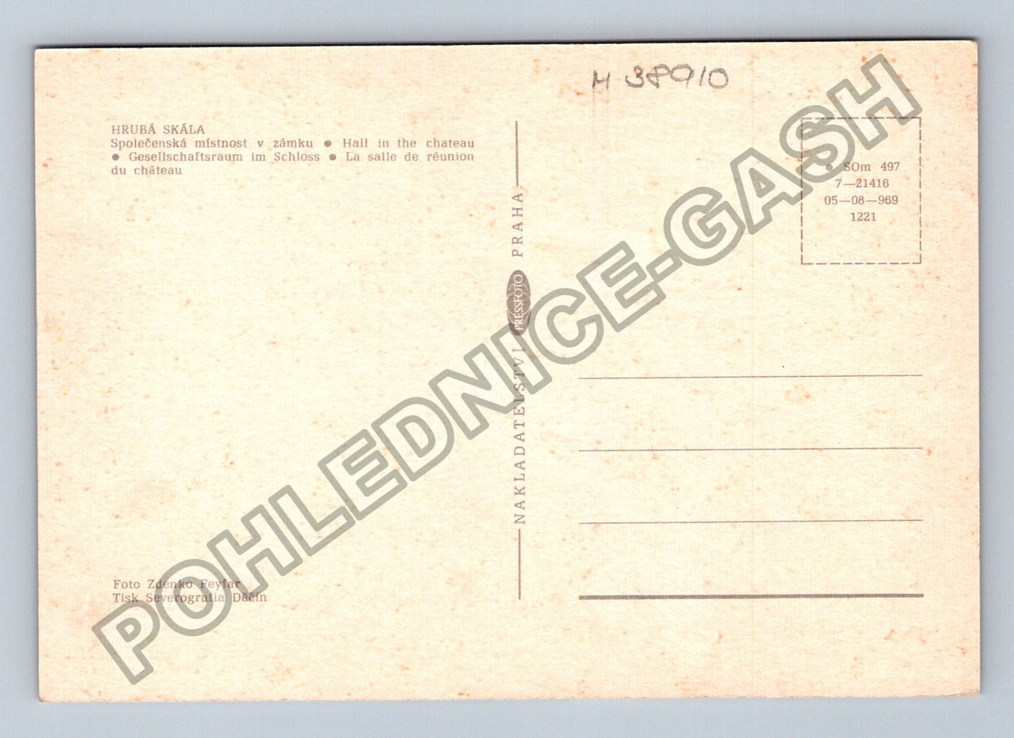 Pohlednice Hrubá Skála společenská místnost v zámku (M38910)