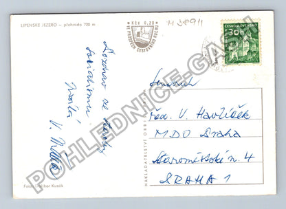 Pohlednice Lipenské jezero přehrada loď 70. léta (M38911)