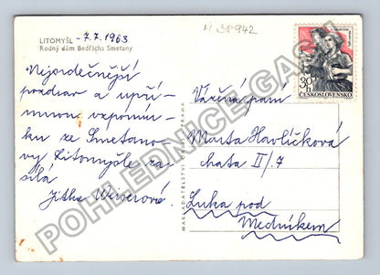 Pohlednice Litomyšl Rodný dům Bedřicha Smetany 1963 (M38942)