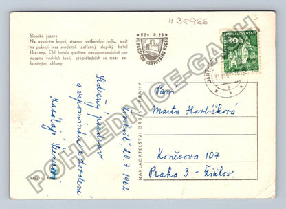Pohlednice Slapy jezero Hrazany hotel Hrazany 1962 (M38966)