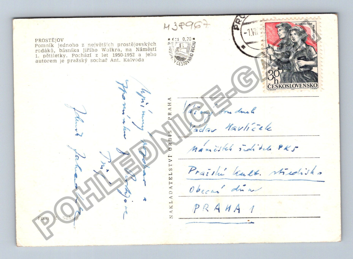 Pohlednice Prostějov pomník Jiřího Wolkra (M38967)