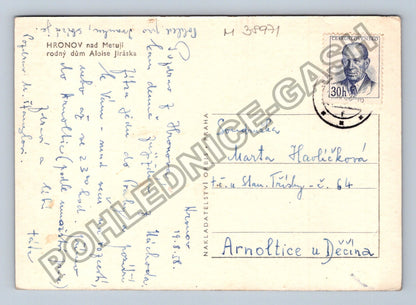Pohlednice Hronov rodný dům Aloise Jiráska 1958 (M38971)
