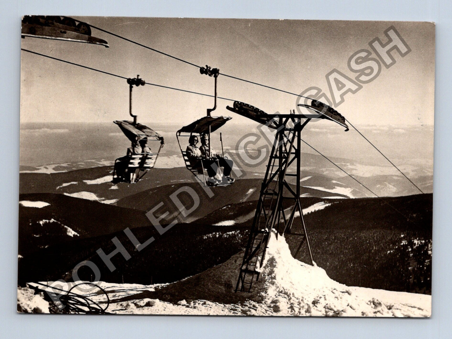 Pohlednice Krkonoše Lanovka na vrchol Sněžky 1950 (M38972)
