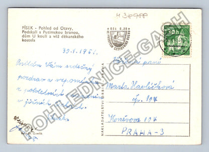 Pohlednice Písek Pohled od Otavy Podskalí Putimskou branou (M38988)