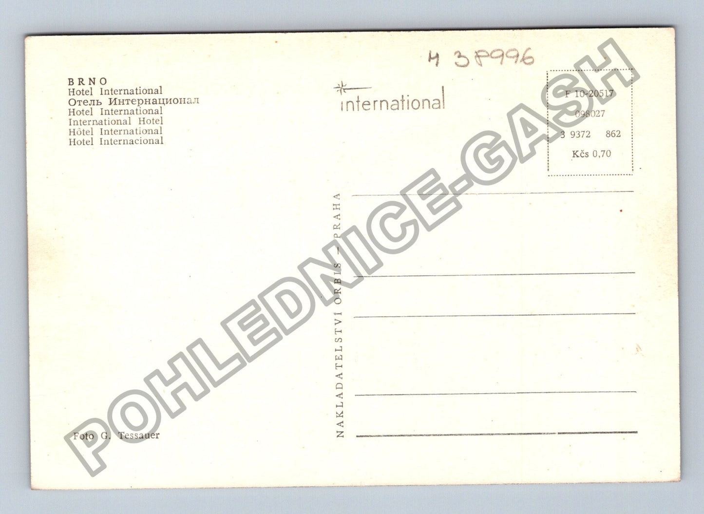Pohlednice Brno Hotel International (M38996)