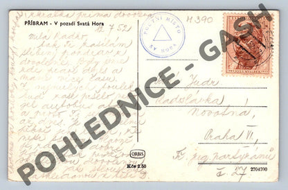 Pohlednice Příbram Svatá Hora 1952 (M390)