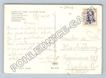 Pohlednice Karlovy Vary Sadová třída 1958 (M39003)