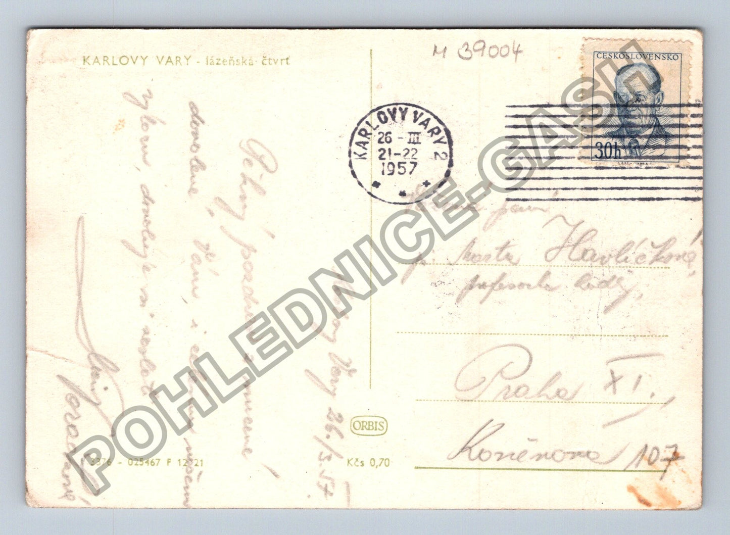 Pohlednice Karlovy Vary lázeňská čtvrť 1957 (M39004)