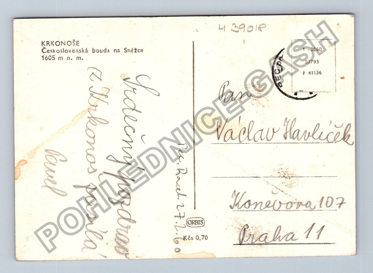 Pohlednice Krkonoše Československá bouda na Sněžce 1960 (M39018)