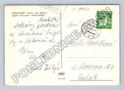 Pohlednice Krkonoše Chata Na Rezku Vitkovice 1951 (M39021)