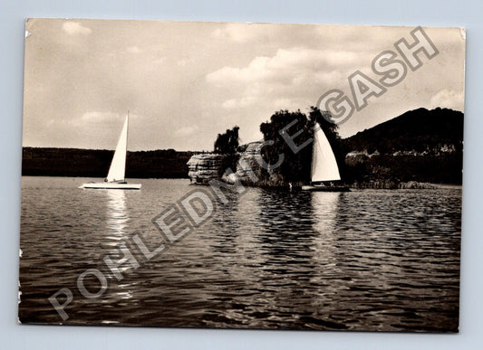 Pohlednice Doksy Máchovo jezero Myší ostrůvek lodě 1960 (M39024)