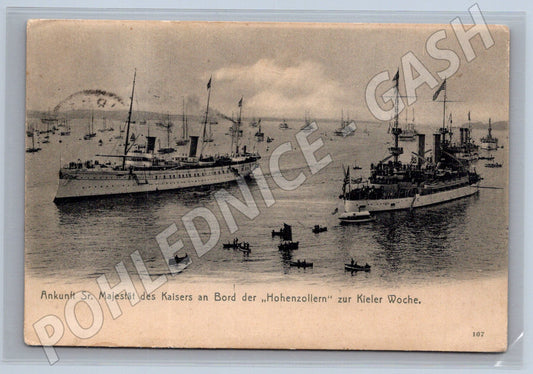 Pohlednice Hohenzollern Kieler Woche – připlutí císaře (M3903)
