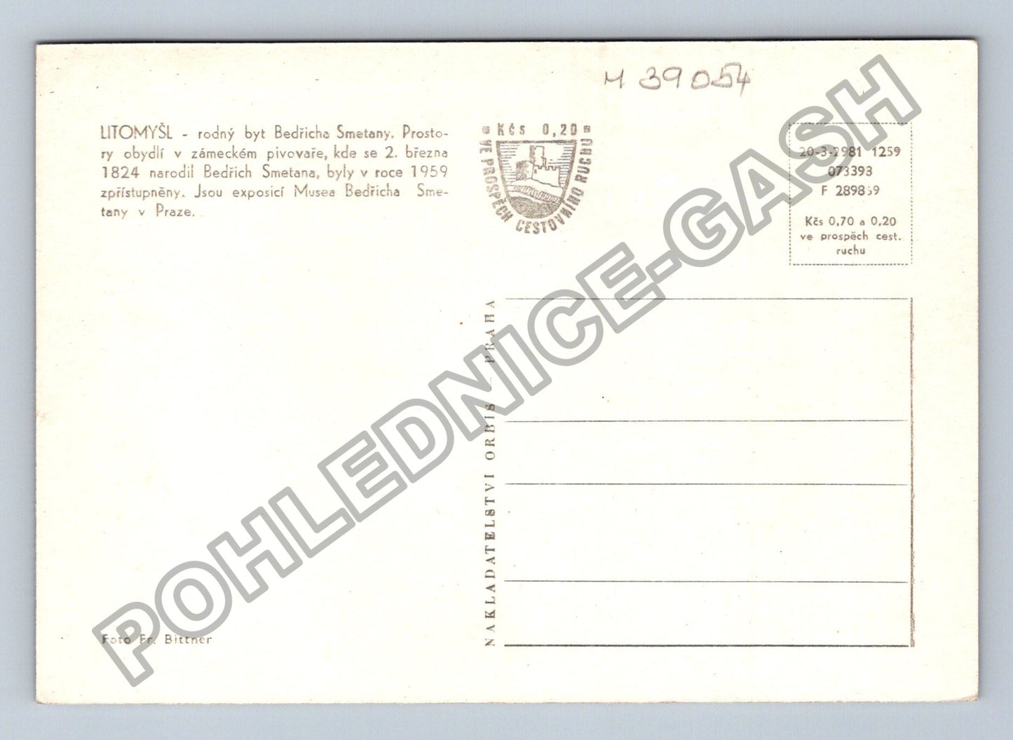 Pohlednice Litomyšl rodný byt Bedřicha Smetany (M39054)