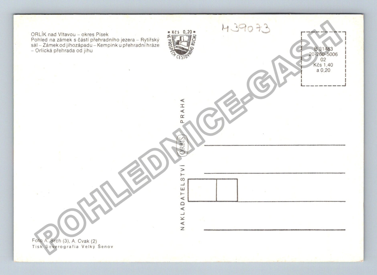 Pohlednice Orlická přehrada zámek Orlík Rybářský sál (M39073)
