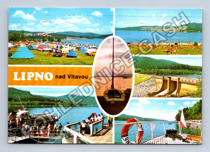 Pohlednice Lipno nad Vltavou kemp lodě přehrada (M39081)