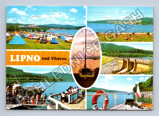 Pohlednice Lipno nad Vltavou kemp lodě přehrada (M39081)