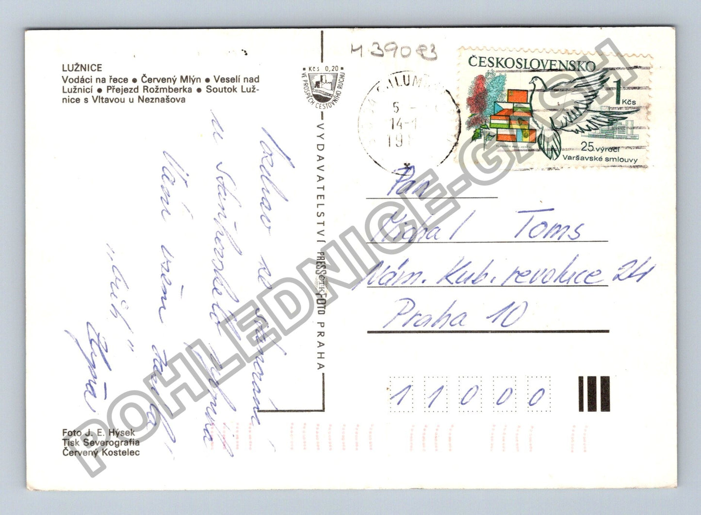 Pohlednice Lužnice vodáci Červený Mlýn Veselí nad Lužnicí (M39083)