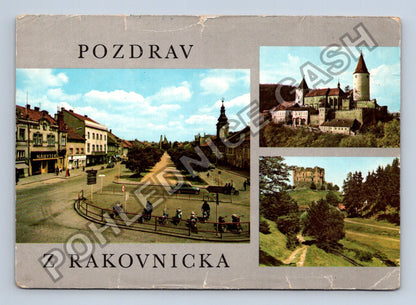 Pohlednice Rakovník náměstí hrad Křivoklát zřícenina Krakovec (M39085)