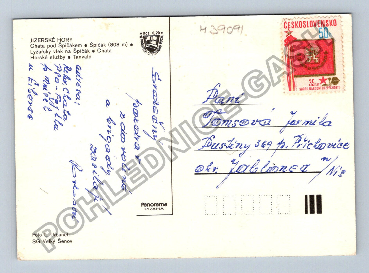 Pohlednice Tanvaldský Špičák Jizerské hory lyžařský vlek (M39091)