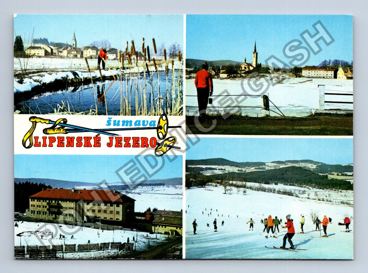 Pohlednice Šumava Lipenské jezero lyžování zimní krajina (M39099)
