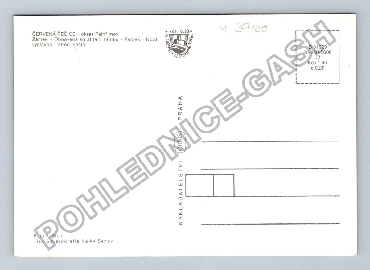 Pohlednice Červená Řečice zámek sídliště (M39100)