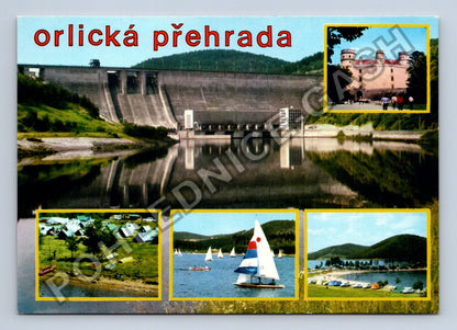 Pohlednice Orlická přehrada hrad Orlík kemping plachetnice (M39102)