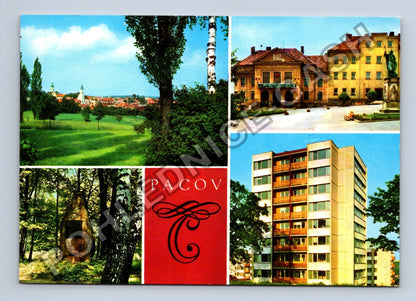 Pohlednice Pacov okres Pelhřimov náměstí pomník Sova (M39103)