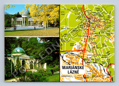 Pohlednice Mariánské Lázně Rudolfův pramen Lesní pramen mapa (M39123)