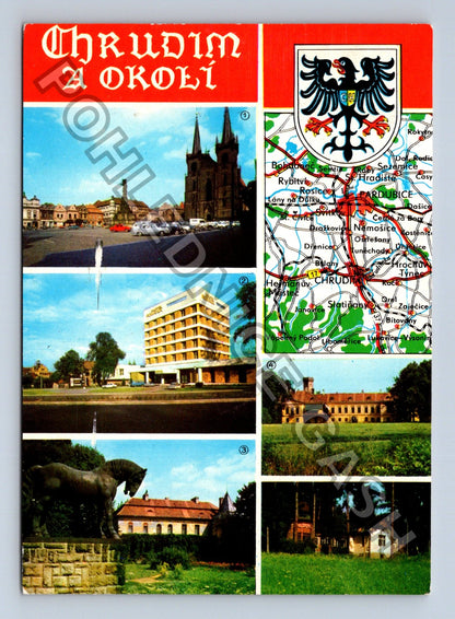 Pohlednice Chrudim a okolí koláž náměstí zámek (M39124)