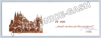 Pohlednice PF 1989 Praha Karlův most silueta (M39129)